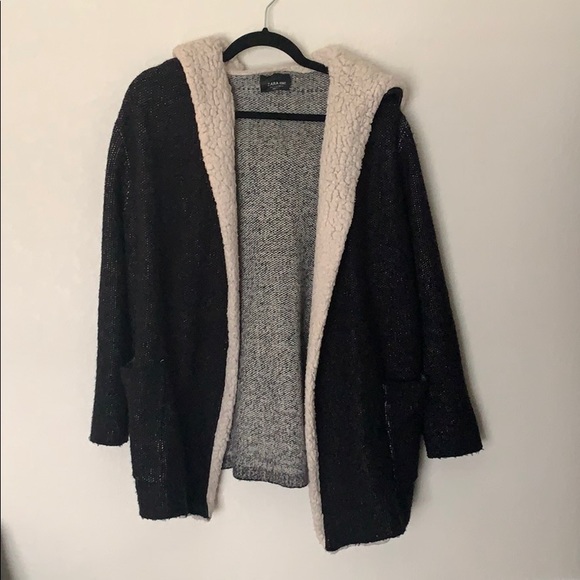Zara Faux Shearling Hooded Cardigan - Picture 2 of 6